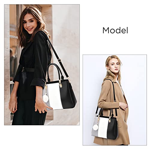 Women Handbags Large Tote Shoulder Bag Crossbody Bag for Women Color Stitching Top Handle Satchel Hobo 2pcs Purse Set